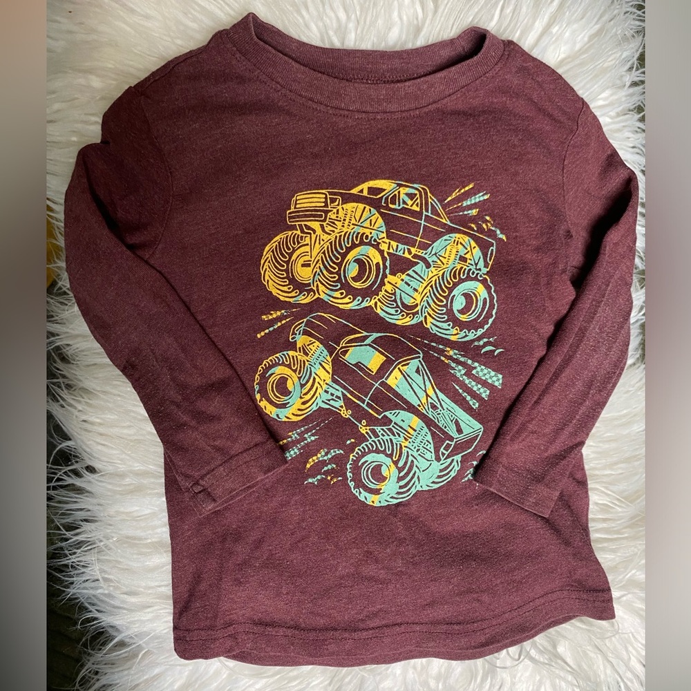 Toddler Maroon Monster Truck Tshirt